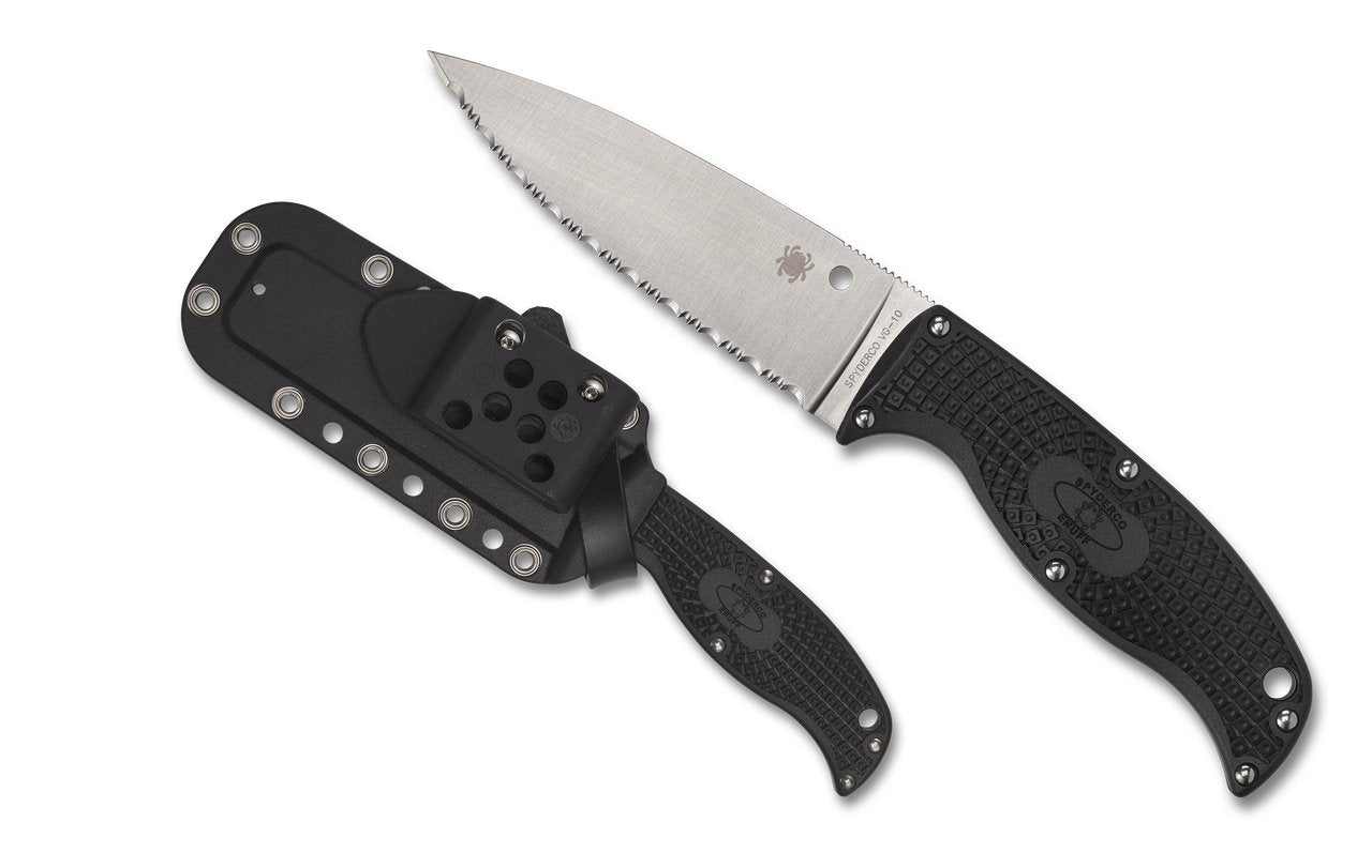 Spyderco Enuff 2 - Serrated Edge VG-10 Steel - Black FRN Handle - FB31SBK2 Knives - Tophatter Daily Deals