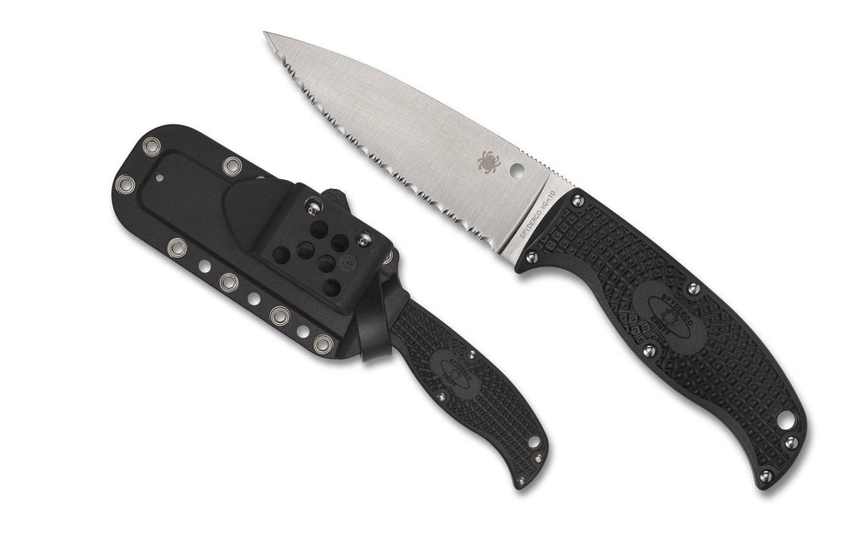 Spyderco Enuff 2 - Serrated Edge VG-10 Steel - Black FRN Handle - FB31SBK2 Knives - Tophatter Daily Deals