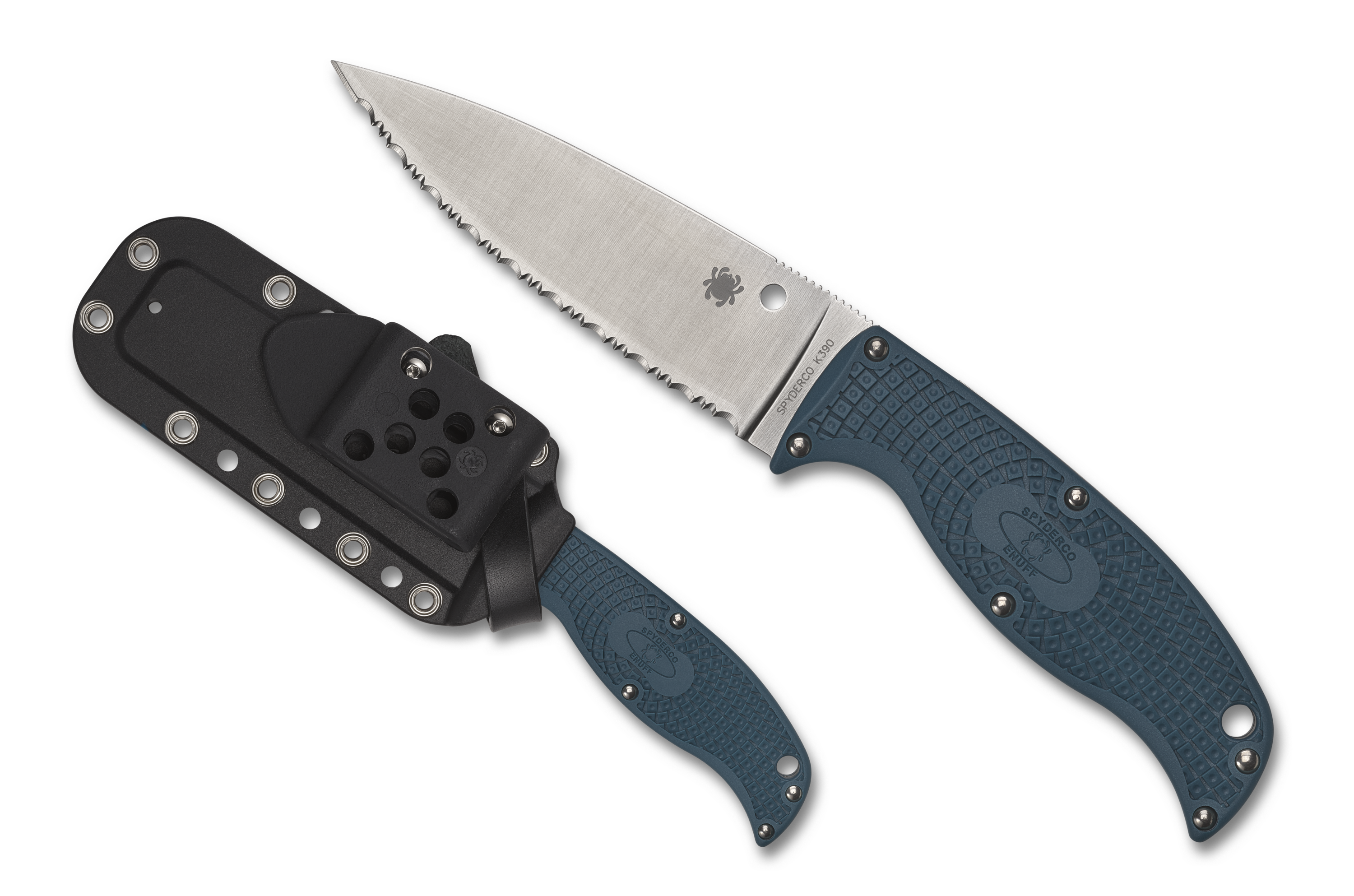 Spyderco Enuff 2 - Serrated Edge K390 Steel - Blue FRN Handle - FB31SBL2K390 Knives - Tophatter Daily Deals