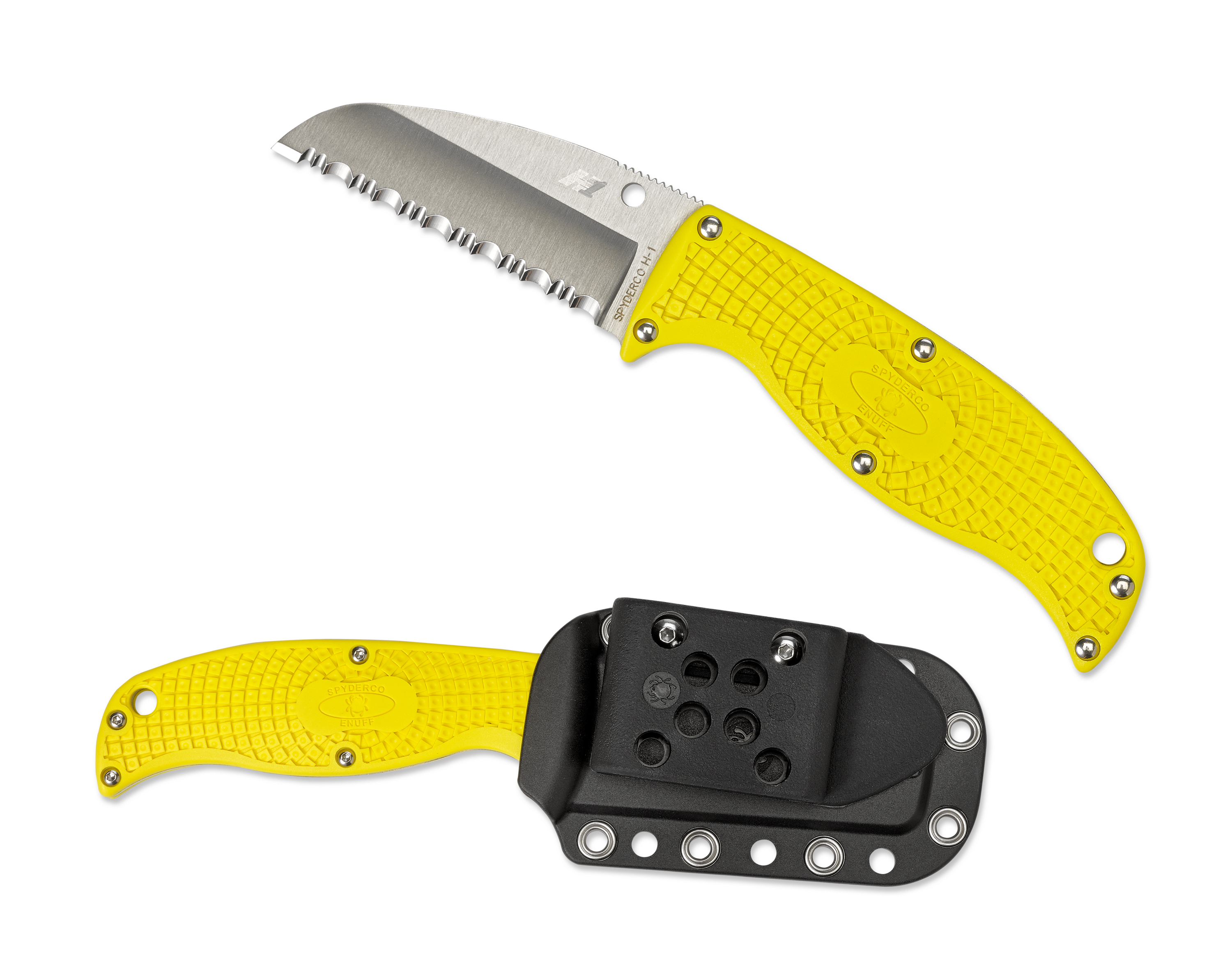 Spyderco Enuff Salt - Fully Serrated H1 Steel - FRN Handle - FB31SYL Knives - Tophatter Daily Deals