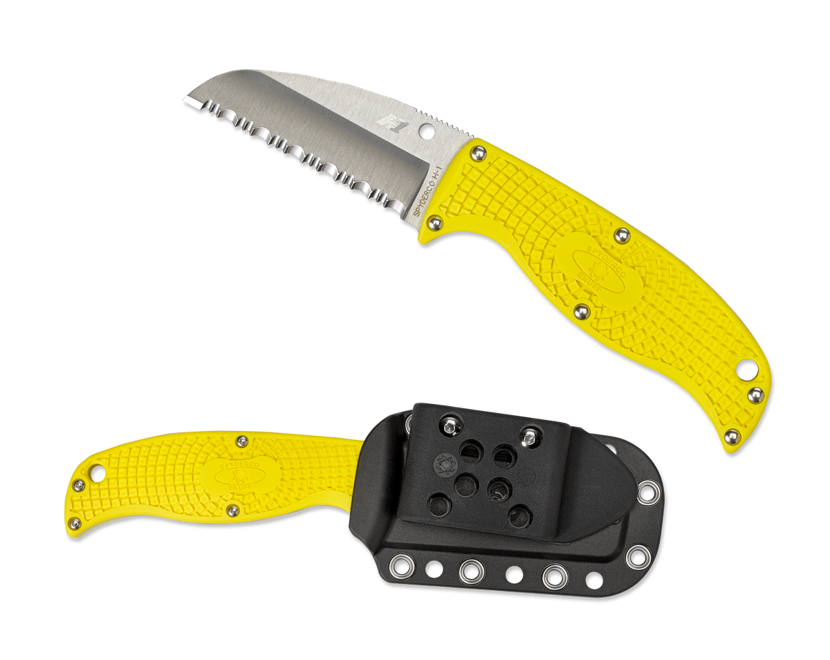 Spyderco Enuff Salt - Fully Serrated H1 Steel - FRN Handle - FB31SYL Knives - Tophatter Daily Deals
