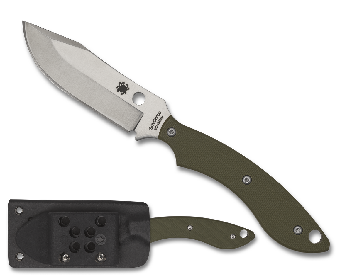 Spyderco Stok Bowie - OD Green G10 - 8Cr13MoV - Fixed Blade - FB49GPOD Fixed Blade - Tophatter Daily Deals