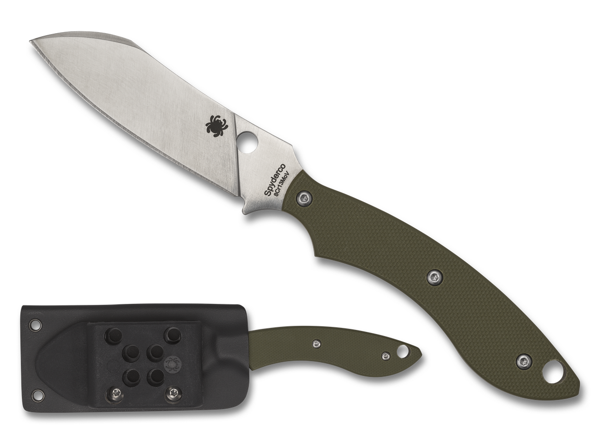 Spyderco Stok Drop Point - OD Green G10 - 8Cr13MoV - Fixed Blade - FB50GPOD Fixed Blade - Tophatter Daily Deals