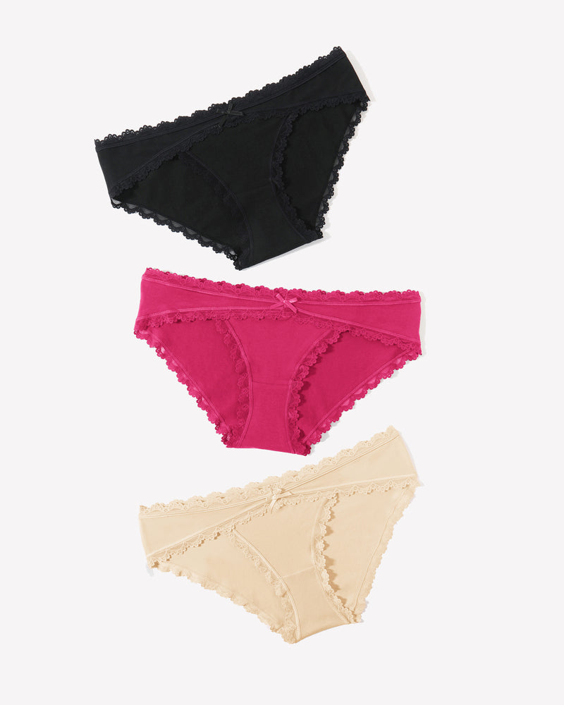 Cotton Panties Lace Stretch Hipster 3 Pcs-5 Lingeries-panties - Tophatter Daily Deals