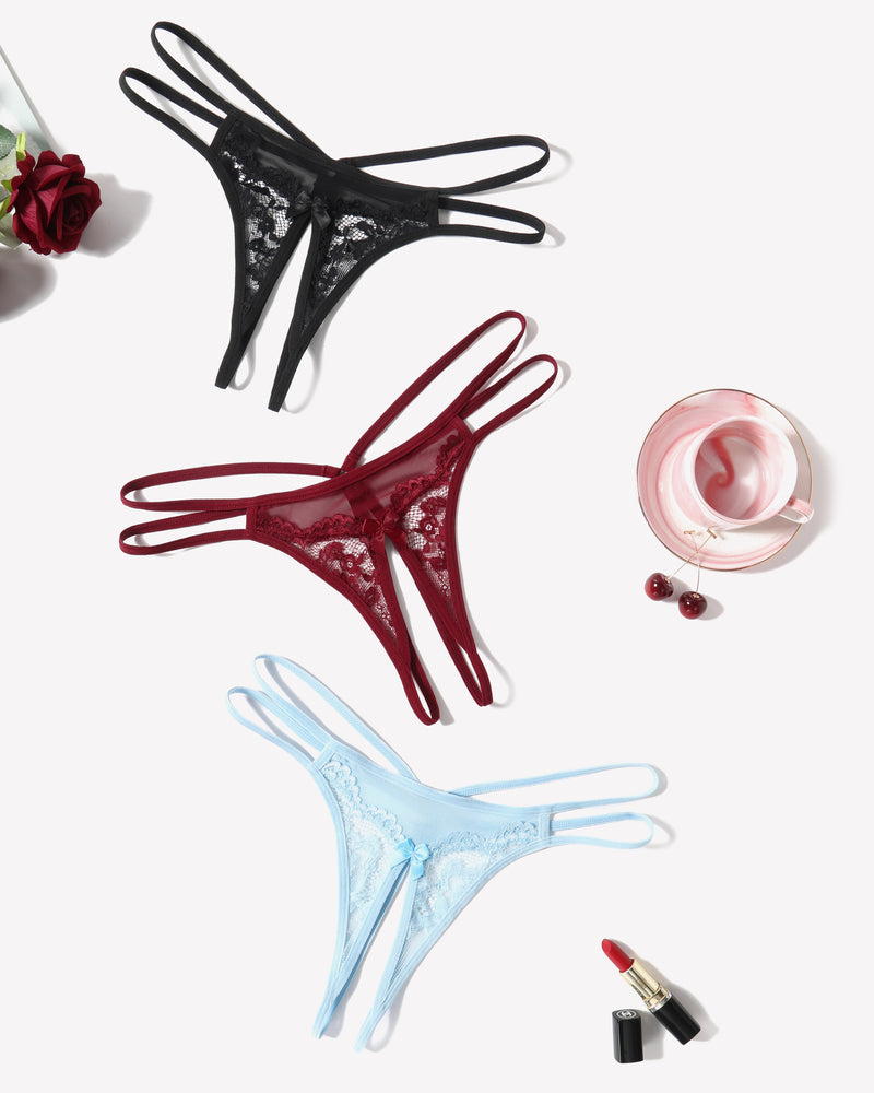 Lace Panties Floral Lace Briefs G-String Black Wine Red Sky Blue Lingeries-panties - Tophatter Daily Deals