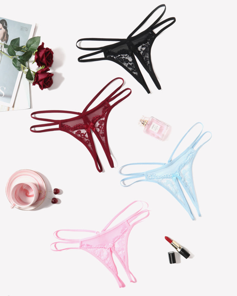 Lace Panties Floral Lace Briefs G-String Black Wine Red Sky Blue Pink Lingeries-panties - Tophatter Daily Deals