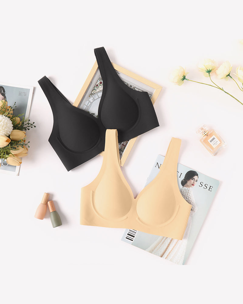 Seamless Bralette Full Coverage V Neck Bras Lingerie Sets-Bras - Tophatter Daily Deals