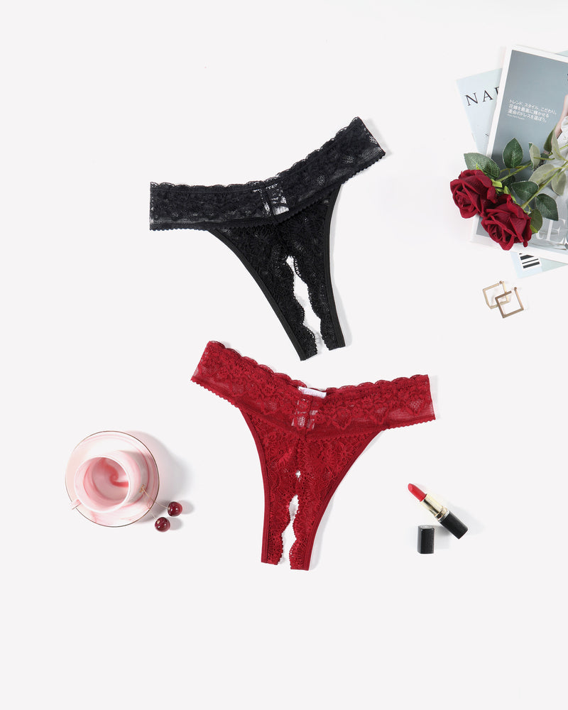 Low Rise T Back Hipster Thong Black+wine Red Lingeries-panties - Tophatter Daily Deals