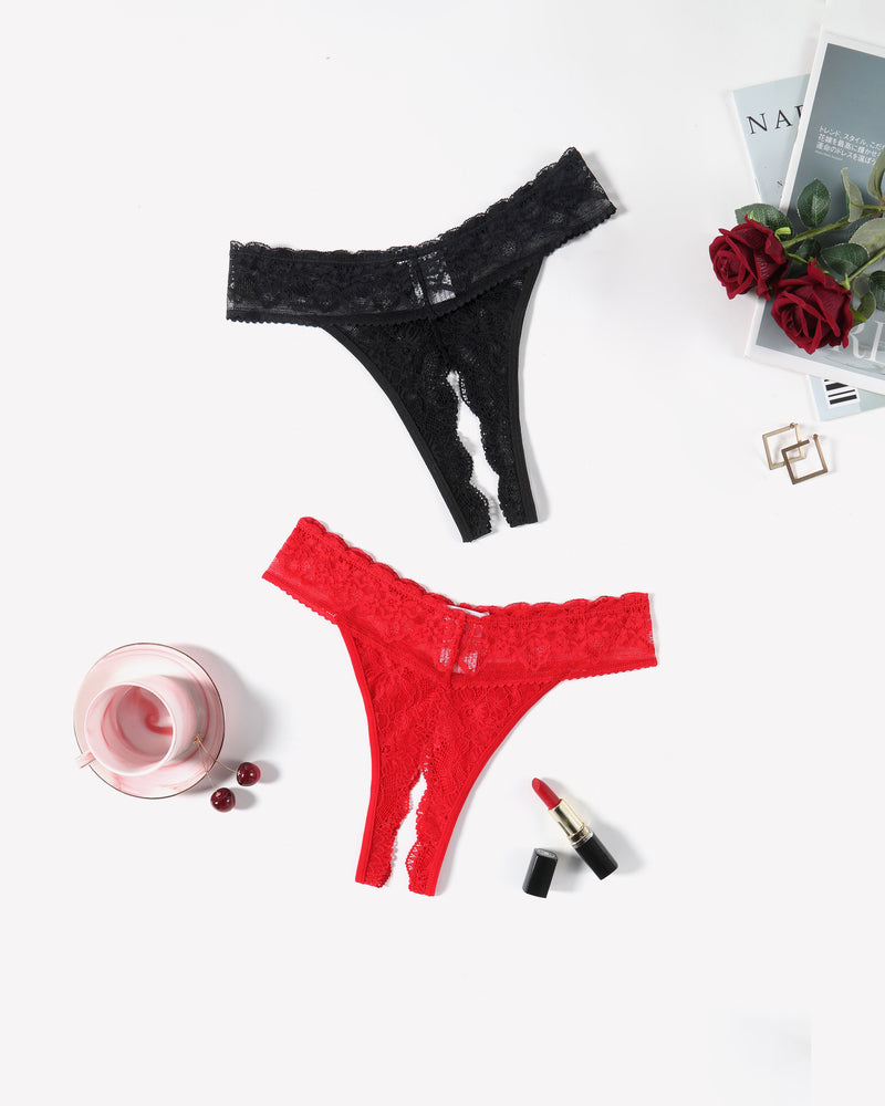 Low Rise T Back Hipster Thong Black+red Lingeries-panties - Tophatter Daily Deals