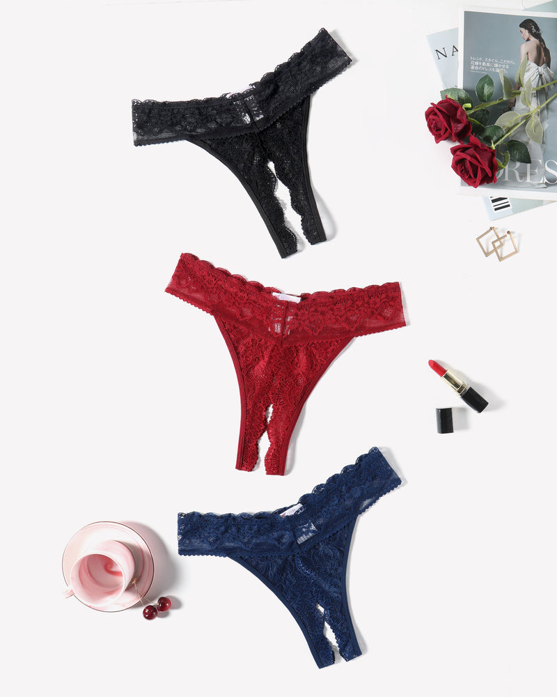 Low Rise T Back Hipster Thong Black+wine Red+navy Blue Lingeries-panties - Tophatter Daily Deals