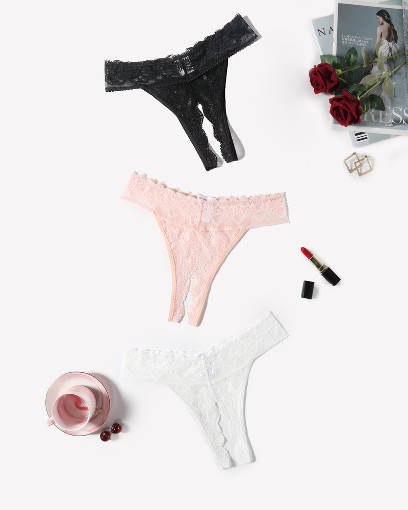 Low Rise T Back Hipster Thong Black+light Pink+white Lingeries-panties - Tophatter Daily Deals