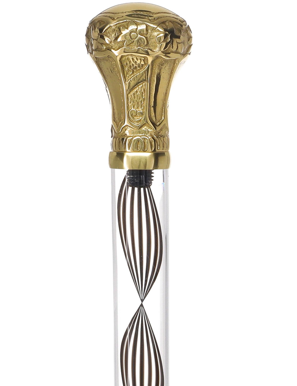 Crystal Elegance Brass Knob Cane with Invisible Acrylic Shaft Options Clear Lucite Walking Canes - Tophatter Daily Deals