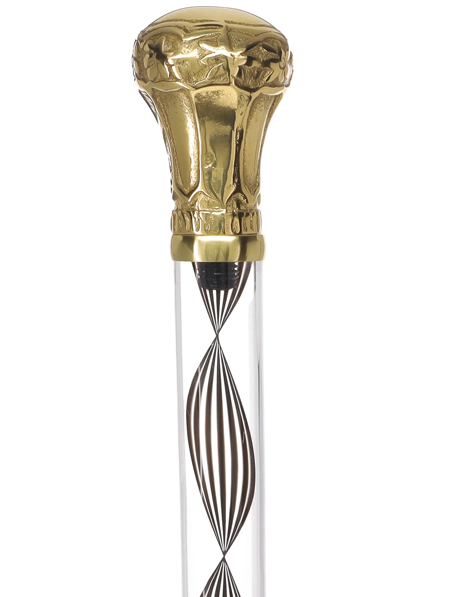 Crystal Elegance Brass Knob Cane with Invisible Acrylic Shaft Options Obsidian Helix Clear Lucite Walking Canes - Tophatter Daily Deals