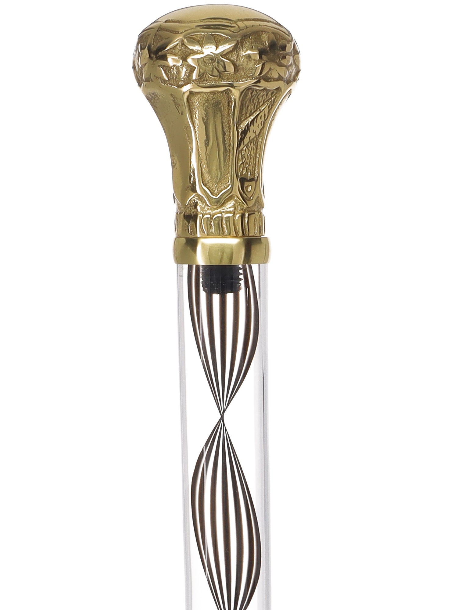 Crystal Elegance Brass Knob Cane with Invisible Acrylic Shaft Options Clear Lucite Walking Canes - Tophatter Daily Deals