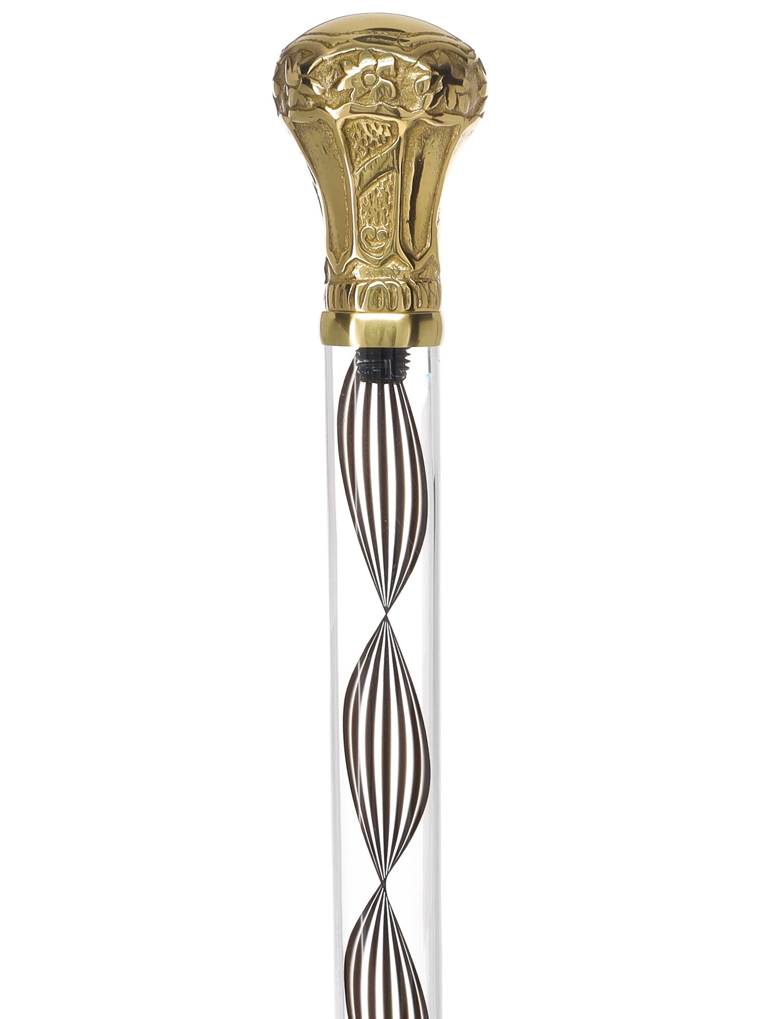 Crystal Elegance Brass Knob Cane with Invisible Acrylic Shaft Options Clear Lucite Walking Canes - Tophatter Daily Deals