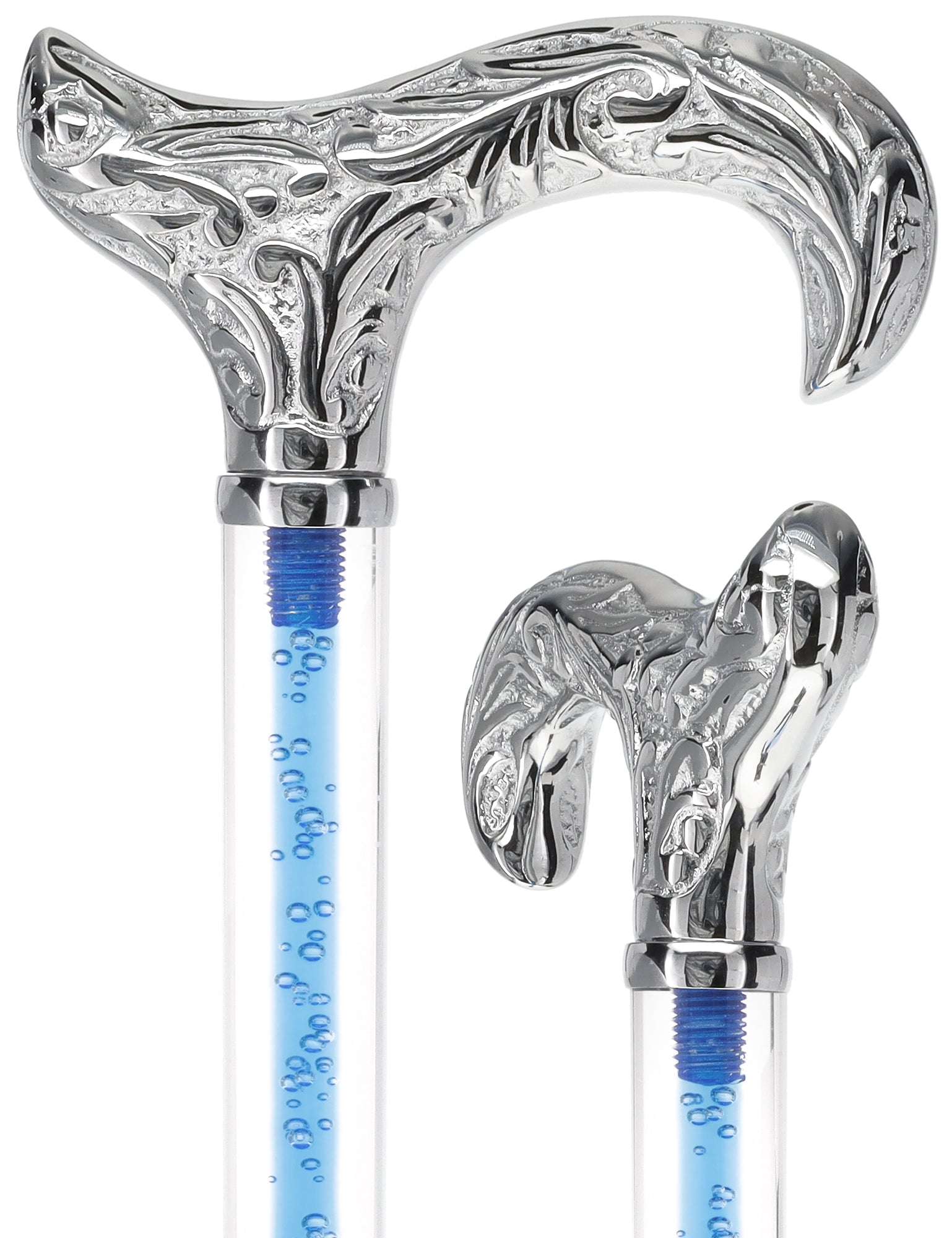 Color Crystal Elegance Chrome Derby Cane with Invisible Acrylic Shaft Options Clear Lucite Walking Canes - Tophatter Daily Deals