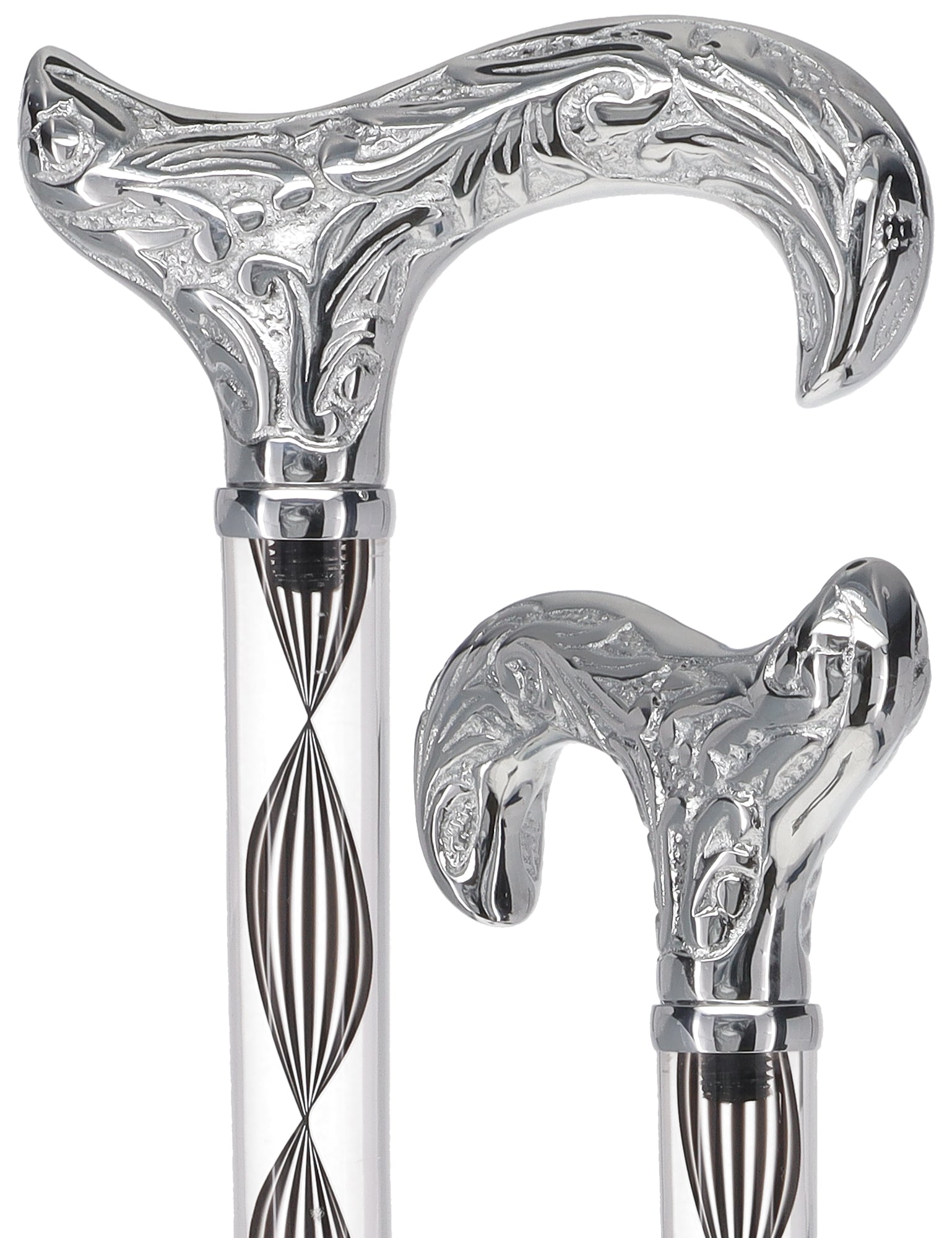 Crystal Elegance Chrome Derby Cane with Invisible Acrylic Shaft Options Clear Lucite Walking Canes - Tophatter Daily Deals