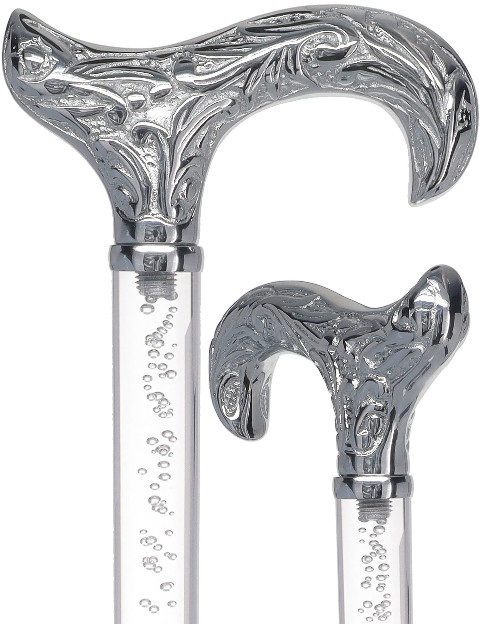 Crystal Elegance Chrome Derby Cane with Invisible Acrylic Shaft Options Clear Lucite Walking Canes - Tophatter Daily Deals