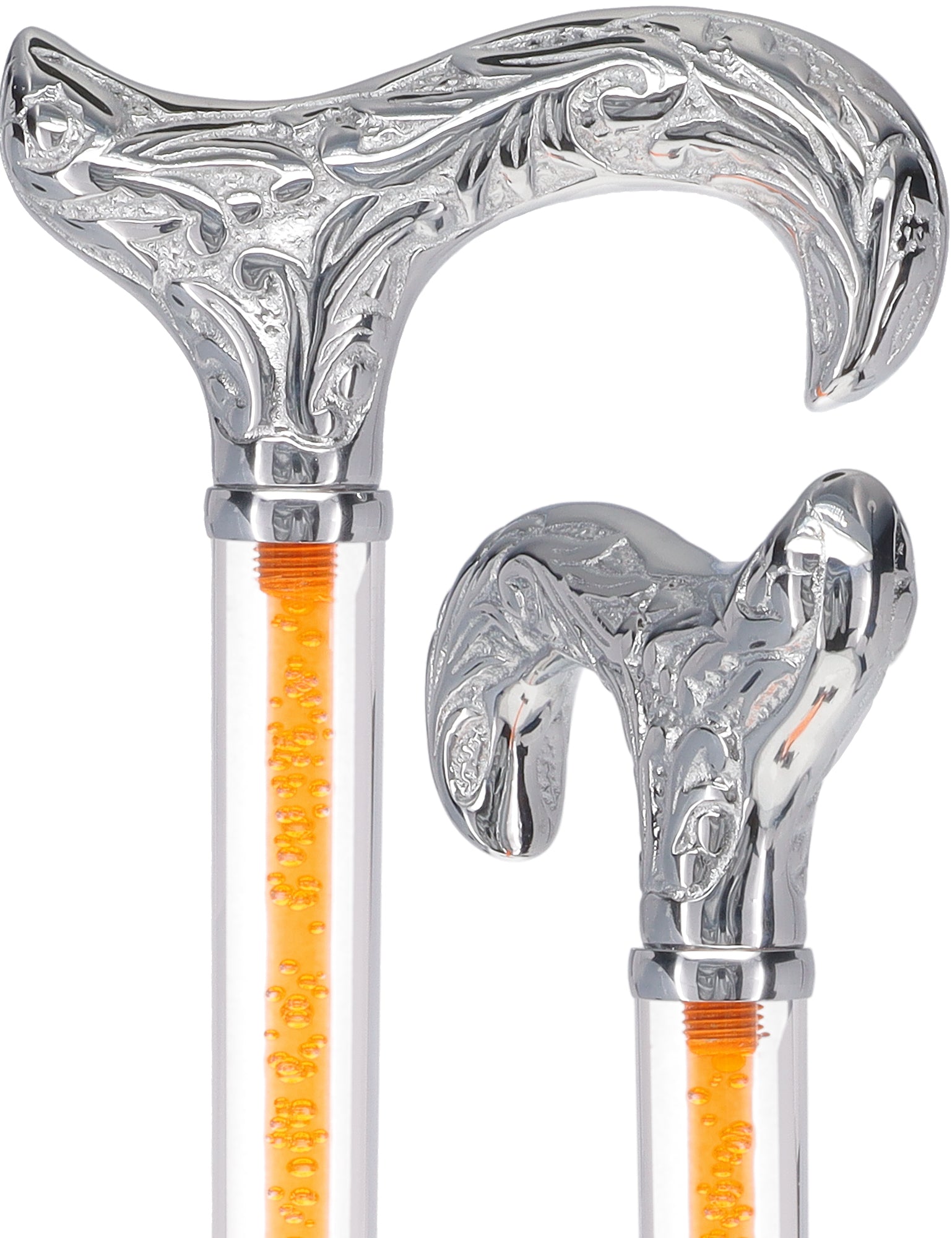Color Crystal Elegance Chrome Derby Cane with Invisible Acrylic Shaft Options Clear Lucite Walking Canes - Tophatter Daily Deals