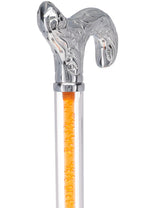 Color Crystal Elegance Chrome Derby Cane with Invisible Acrylic Shaft Options Clear Lucite Walking Canes - Tophatter Daily Deals
