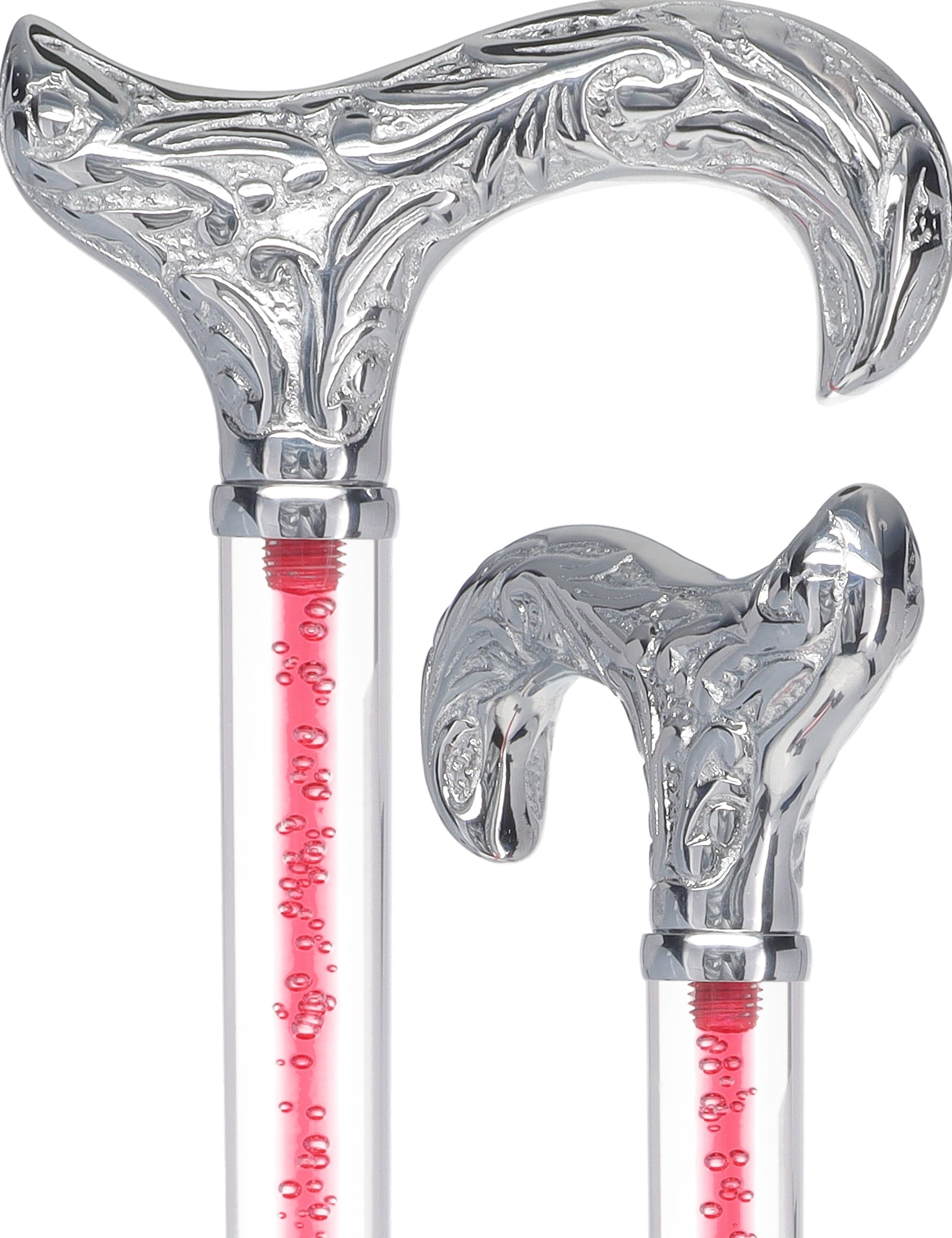 Color Crystal Elegance Chrome Derby Cane with Invisible Acrylic Shaft Options Clear Lucite Walking Canes - Tophatter Daily Deals