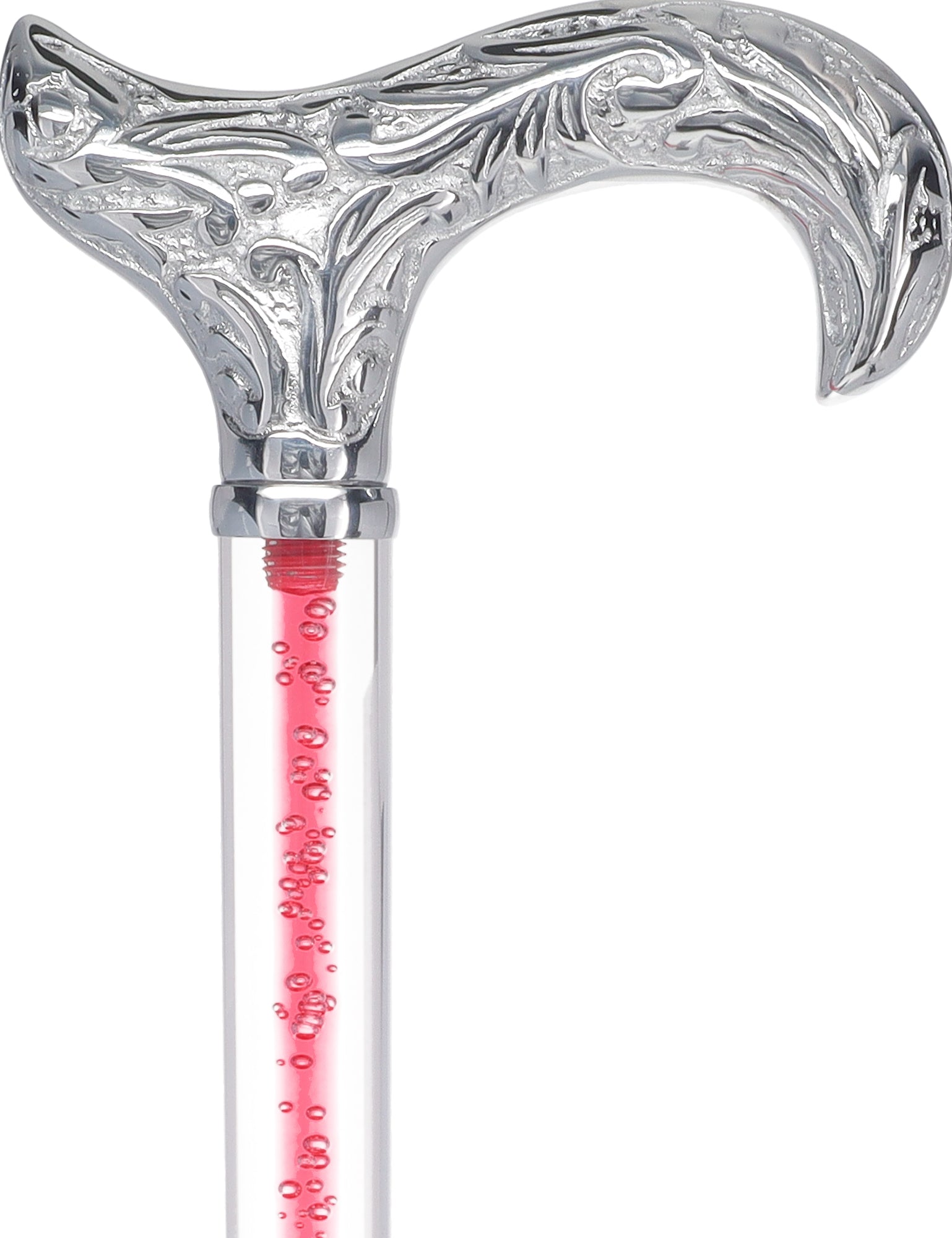 Color Crystal Elegance Chrome Derby Cane with Invisible Acrylic Shaft Options Pink Bubble Elegance Clear Lucite Walking Canes - Tophatter Daily Deals