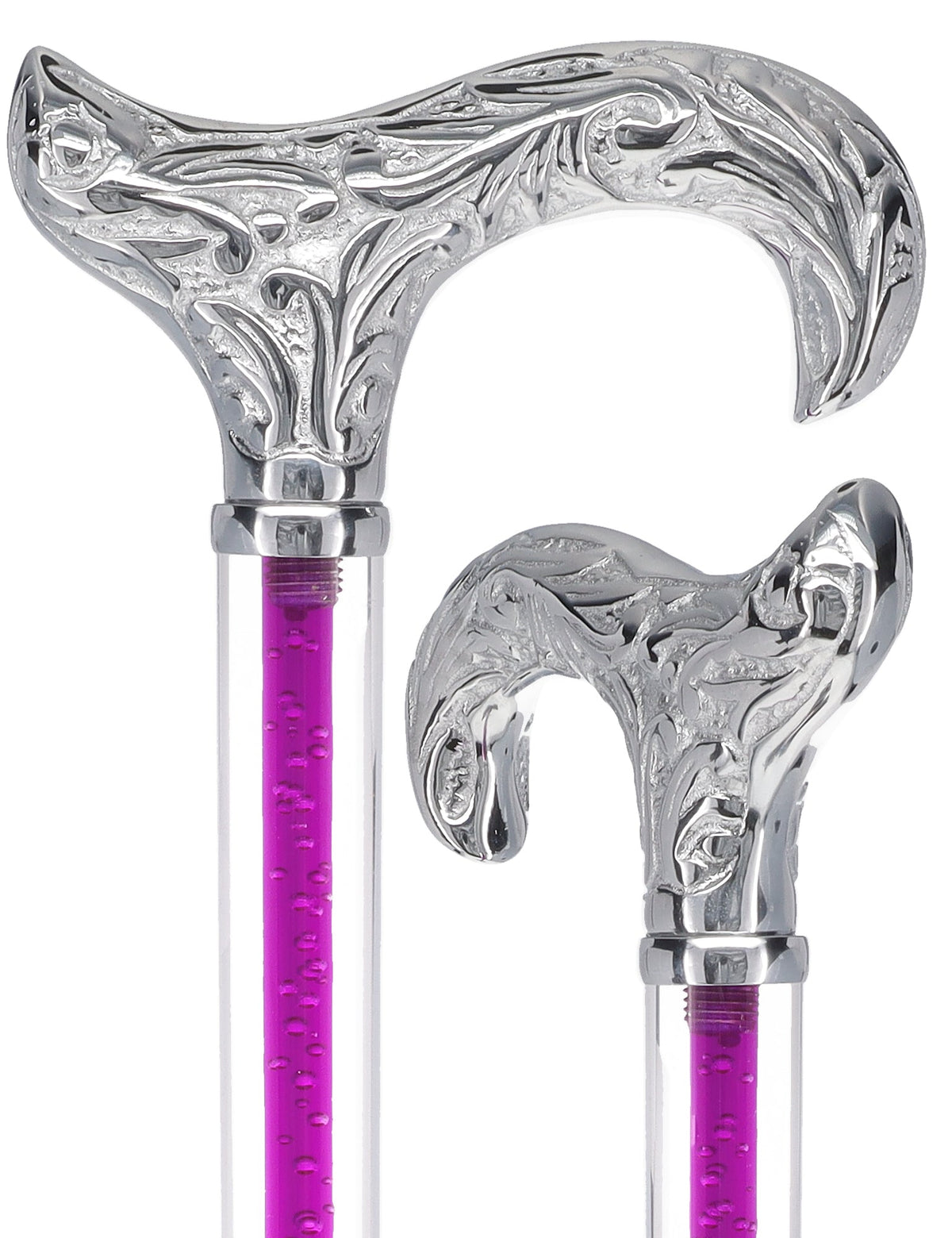 Color Crystal Elegance Chrome Derby Cane with Invisible Acrylic Shaft Options Clear Lucite Walking Canes - Tophatter Daily Deals