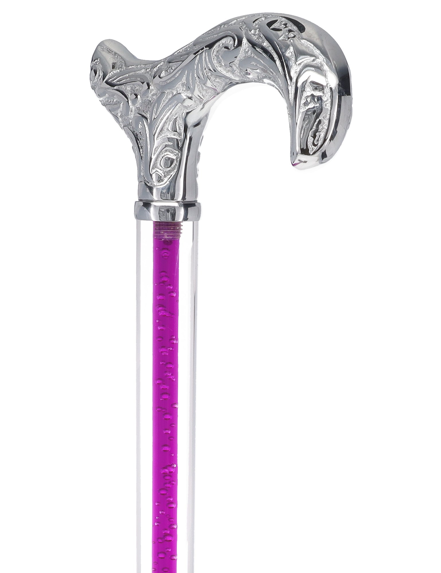 Color Crystal Elegance Chrome Derby Cane with Invisible Acrylic Shaft Options Clear Lucite Walking Canes - Tophatter Daily Deals