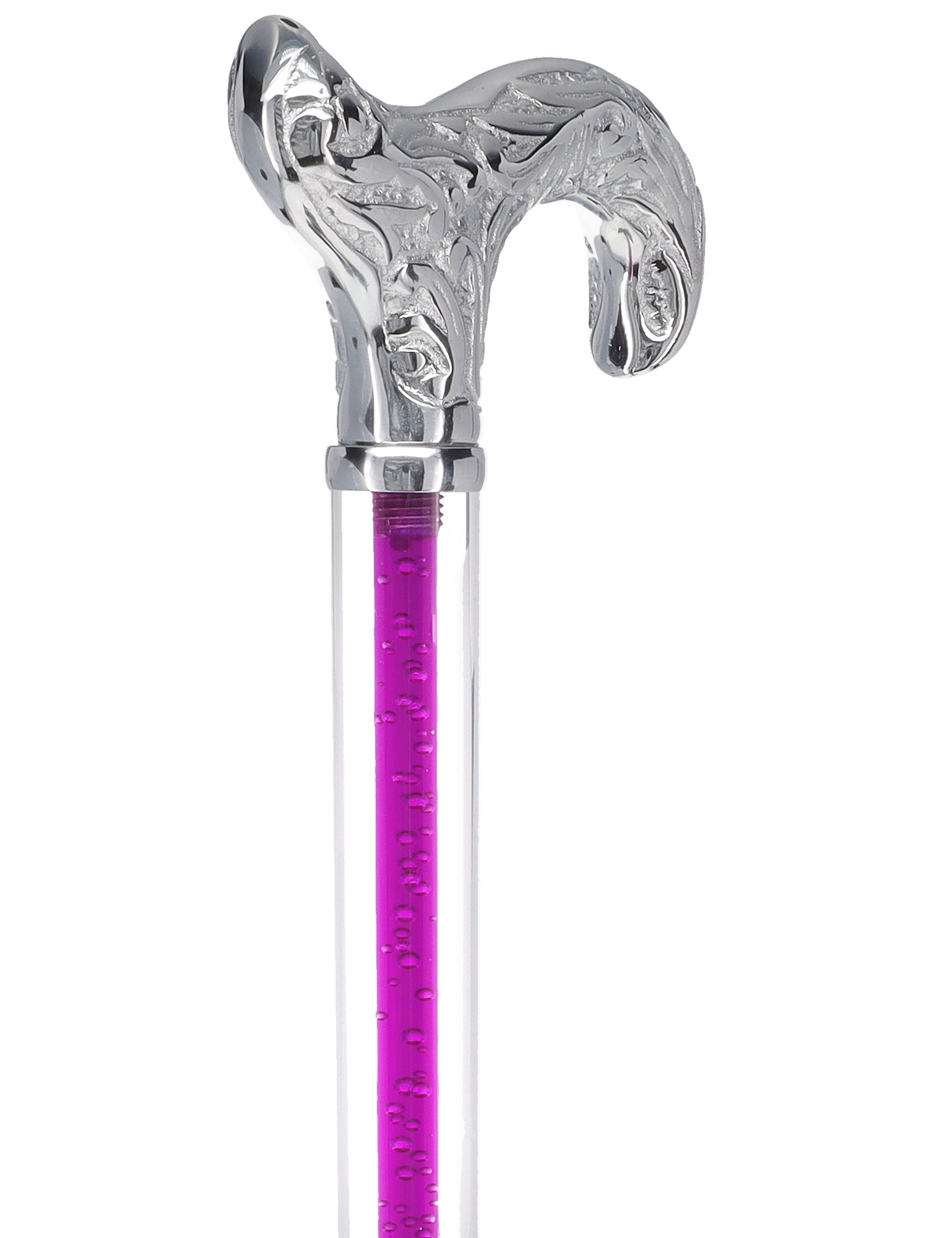 Color Crystal Elegance Chrome Derby Cane with Invisible Acrylic Shaft Options Clear Lucite Walking Canes - Tophatter Daily Deals