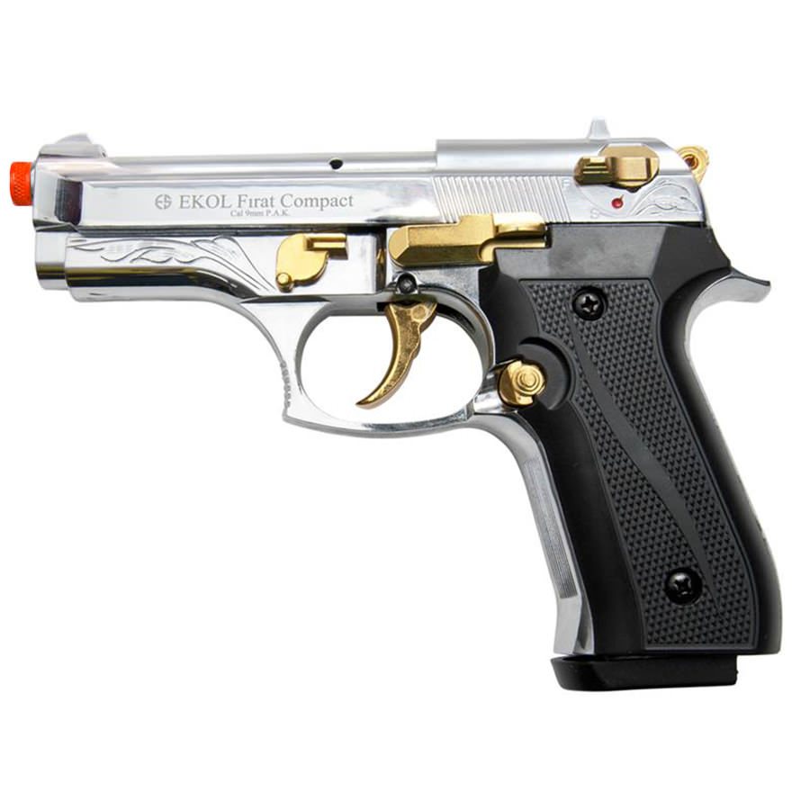 Firat Compact V92F Gold Engraved With Gold Fittings - Front Firing Blank Gun - Tophatter's Guns'N'Weapons Store Collectible Weapons - Tophatter Daily Deals