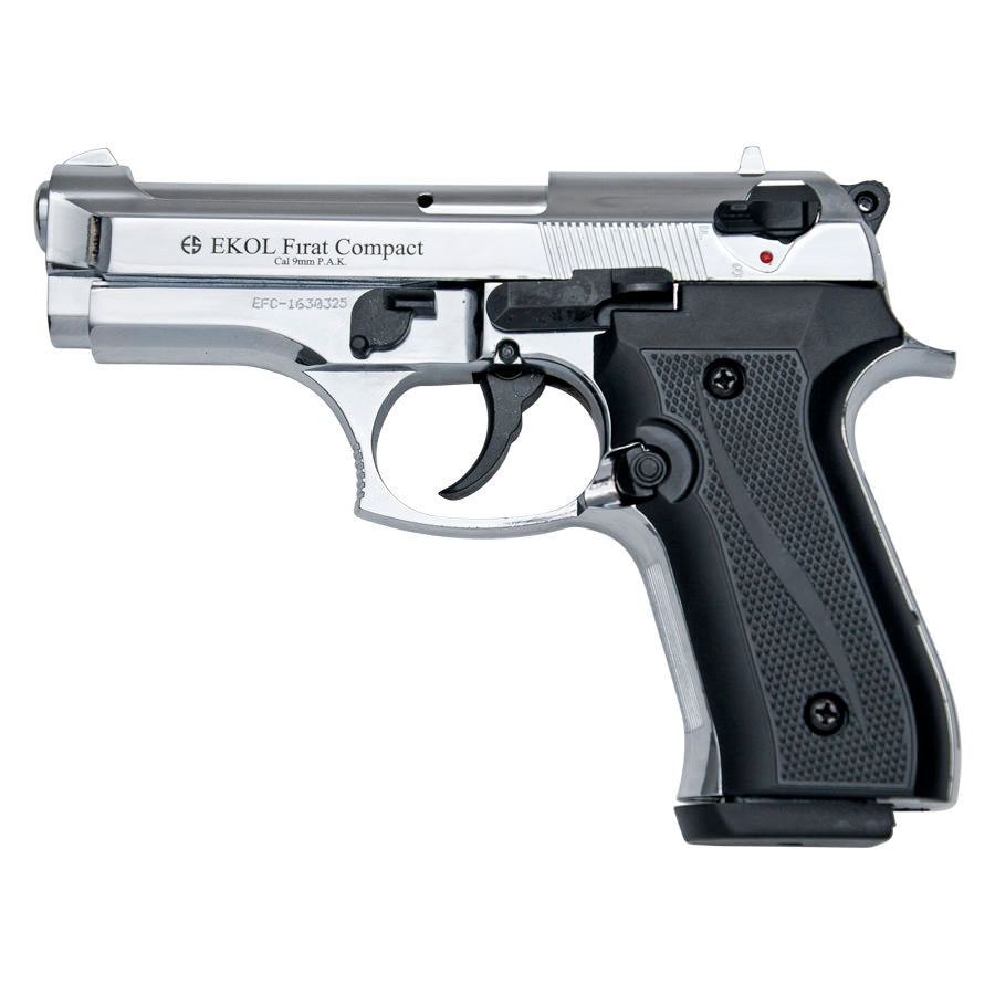 Compact V92F Blank Firing Replica Gun Chrome Finish Collectible Weapons - Tophatter Daily Deals