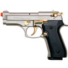 Firat Compact V92F Satin Finish With Gold Fittings - Front Firing Blank Gun - Tophatter's Army Products & Self Defense Collectible Weapons - Tophatter Daily Deals