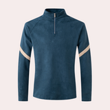 Warm Classic Men's Sweater - Raglan Zip Neck, Wool Blend Blue - Tophatter Daily Deals