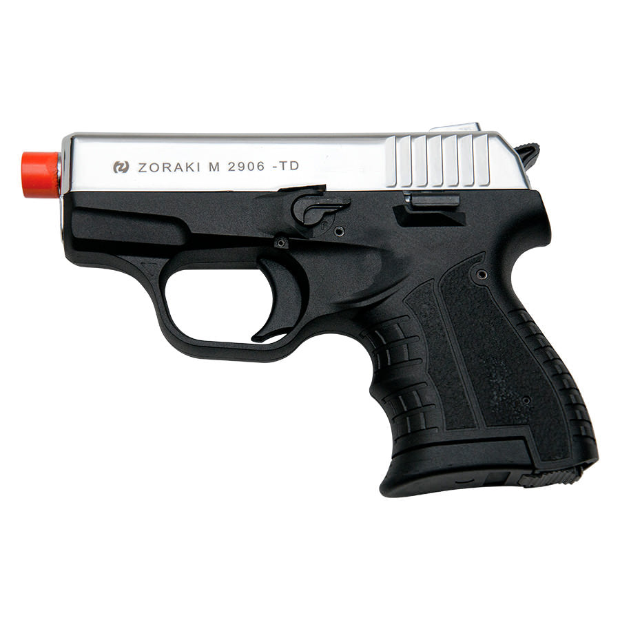 Zoraki M2906 Chrome Finish 9mm Front Firing Blank Gun Semi Automatic Pistol Collectible Weapons - Tophatter Daily Deals