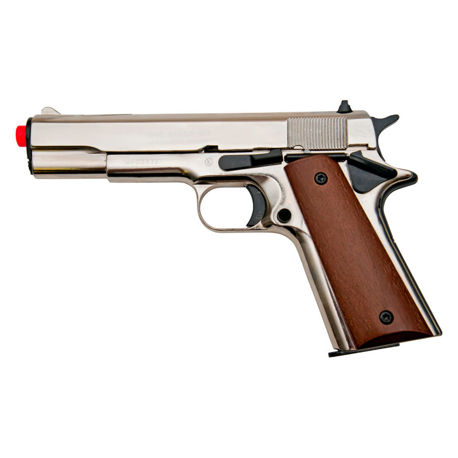 Kimar Model 911 Front Firing 9mm Blank Firing Gun Nickel Finish Pistol Collectible Weapons - Tophatter Daily Deals