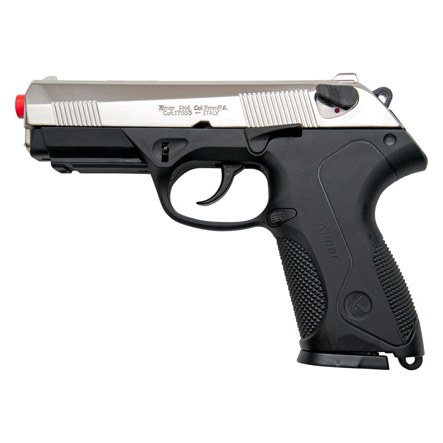Kimar 9mm Model PK4 Front Firing Blank Firing Gun Nickel Finish Pistol - Tophatter's Guns'N'Weapons Store Collectible Weapons - Tophatter Daily Deals