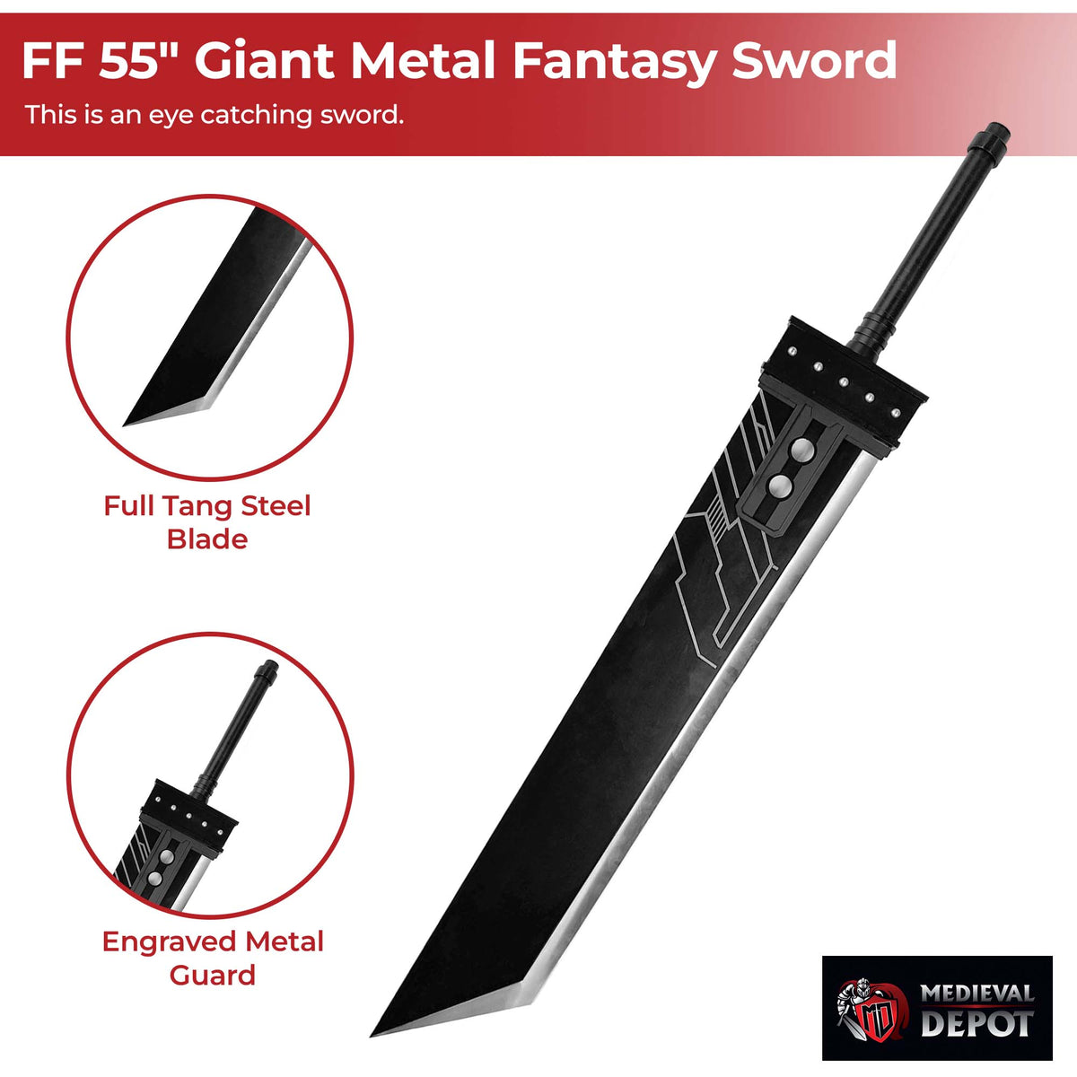 FF 55" Giant Metal Fantasy Sword swords - Tophatter Daily Deals