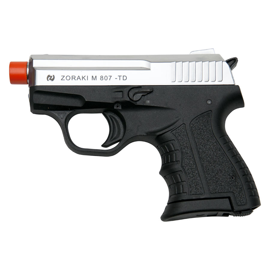 Zoraki M807 Chrome Finish - 8MM Front Firing Blank Pistol Semi-Auto Gun - Tophatter's Guns'N'Weapons Store - FREE SHIPPING Collectible Weapons - Tophatter Daily Deals