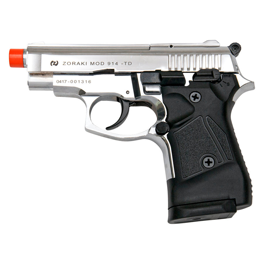 Zoraki Front Firing M914 Chrome Finish 9mm Blank Gun Pistol - Tophatter's Guns'N'Weapons Store - FREE SHIPPING Collectible Weapons - Tophatter Daily Deals