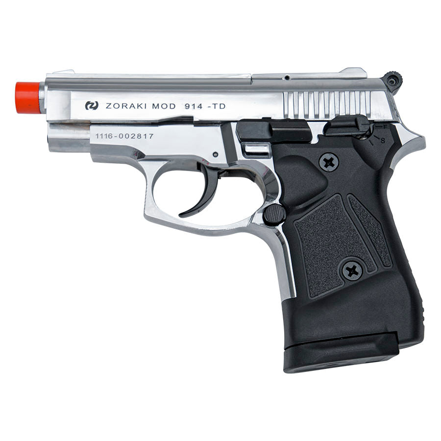 Zoraki Front Fire Chrome M914 Full Auto 9mm Blank Gun Machine Pistol Collectible Weapons - Tophatter Daily Deals