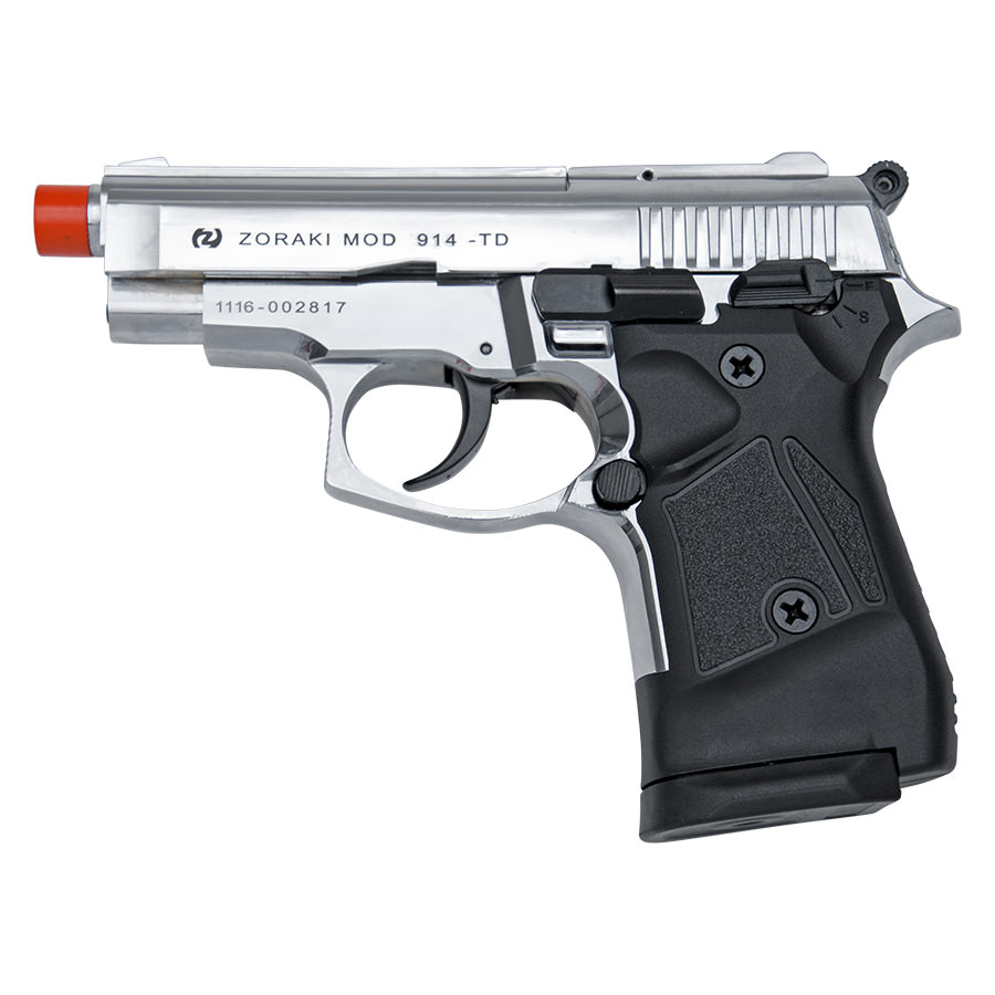 Zoraki Front Fire Chrome M914 Full Auto 9mm Blank Gun Machine Pistol - Tophatter's Guns'N'Weapons Store Collectible Weapons - Tophatter Daily Deals
