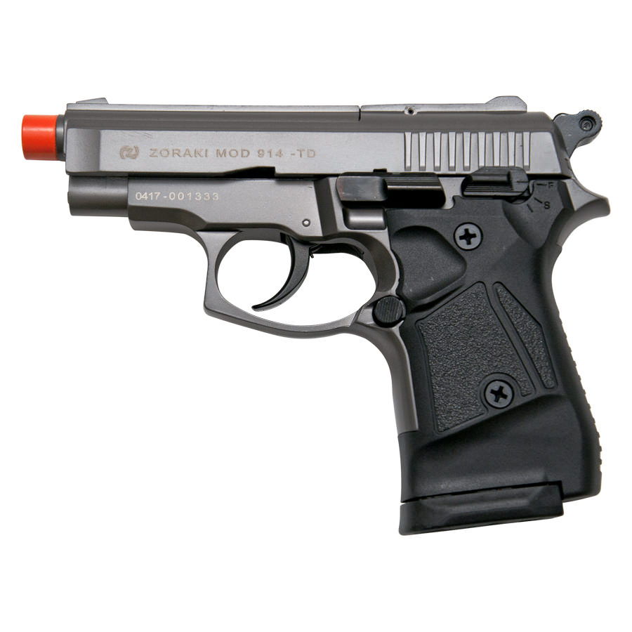 Zoraki Front Fire Fume Finish M914 Full Auto 9mm Blank Gun Machine Pistol Collectible Weapons - Tophatter Daily Deals