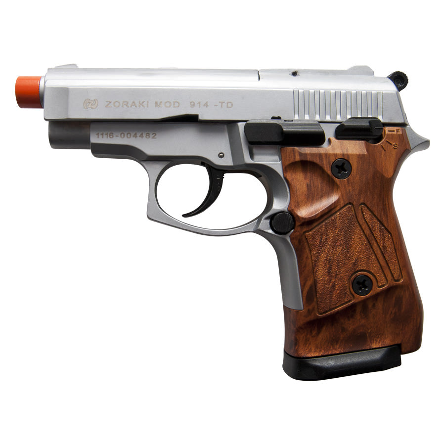 Zoraki Front Fire Silver M914 Full Auto 9mm Blank Gun Machine Pistol - Tophatter's Inc. Weapons Store Online Collectible Weapons - Tophatter Daily Deals