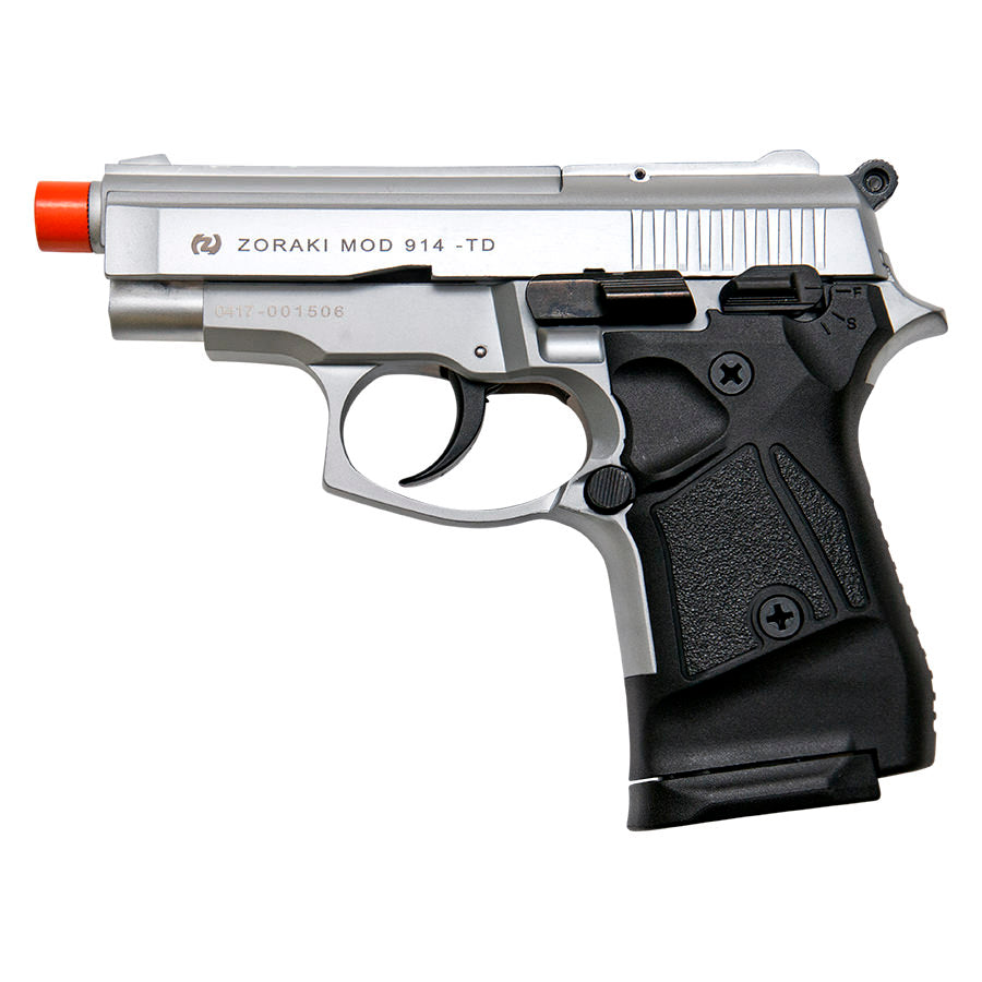 Zoraki Front Fire Silver Finish M914 Full Auto 9mm Blank Gun Machine Pistol - TOPHATTER'S ARMORY DEALS Collectible Weapons - Tophatter Daily Deals