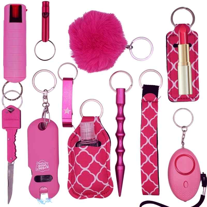 Fight Fobs® Pink Fenced Self Defense Key Chain Gift Set Luxe (+Stun Gun+Key Knife) Self-Defense Keychains - Tophatter Daily Deals