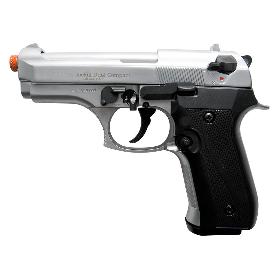 Jackal Compact Nickel Finish - Full Auto Front Firing Blank Pistol Gun Collectible Weapons - Tophatter Daily Deals