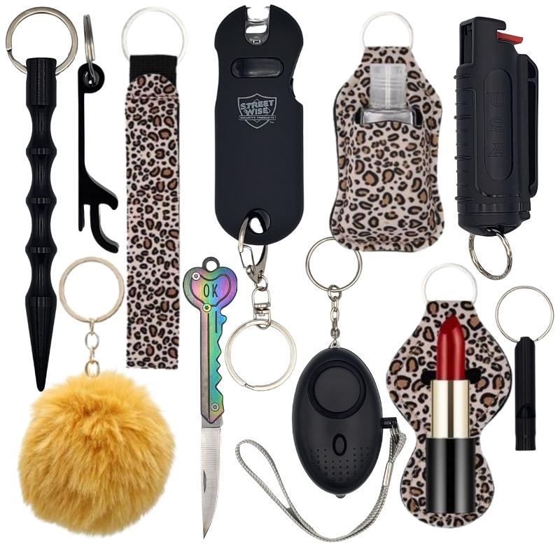 Fight Fobs® Leopard Self Defense Key Chain Gift Set Luxe (+Stun Gun+Key Knife) Self-Defense Keychains - Tophatter Daily Deals