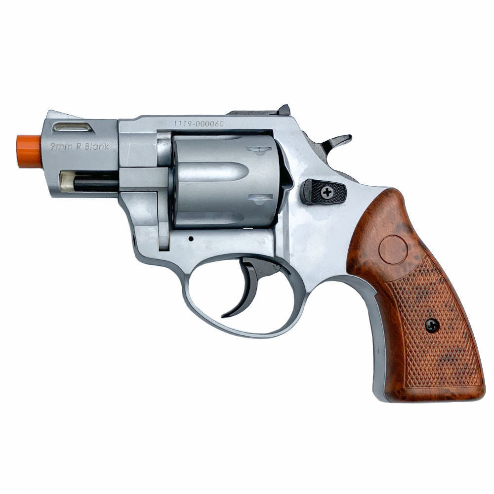 Zoraki R2 Silver 2" Barrel - Front Firing Blank Gun Revolver Simulated Wood Grips - Tophatter's Inc. Weapons Store Online Collectible Weapons - Tophatter Daily Deals