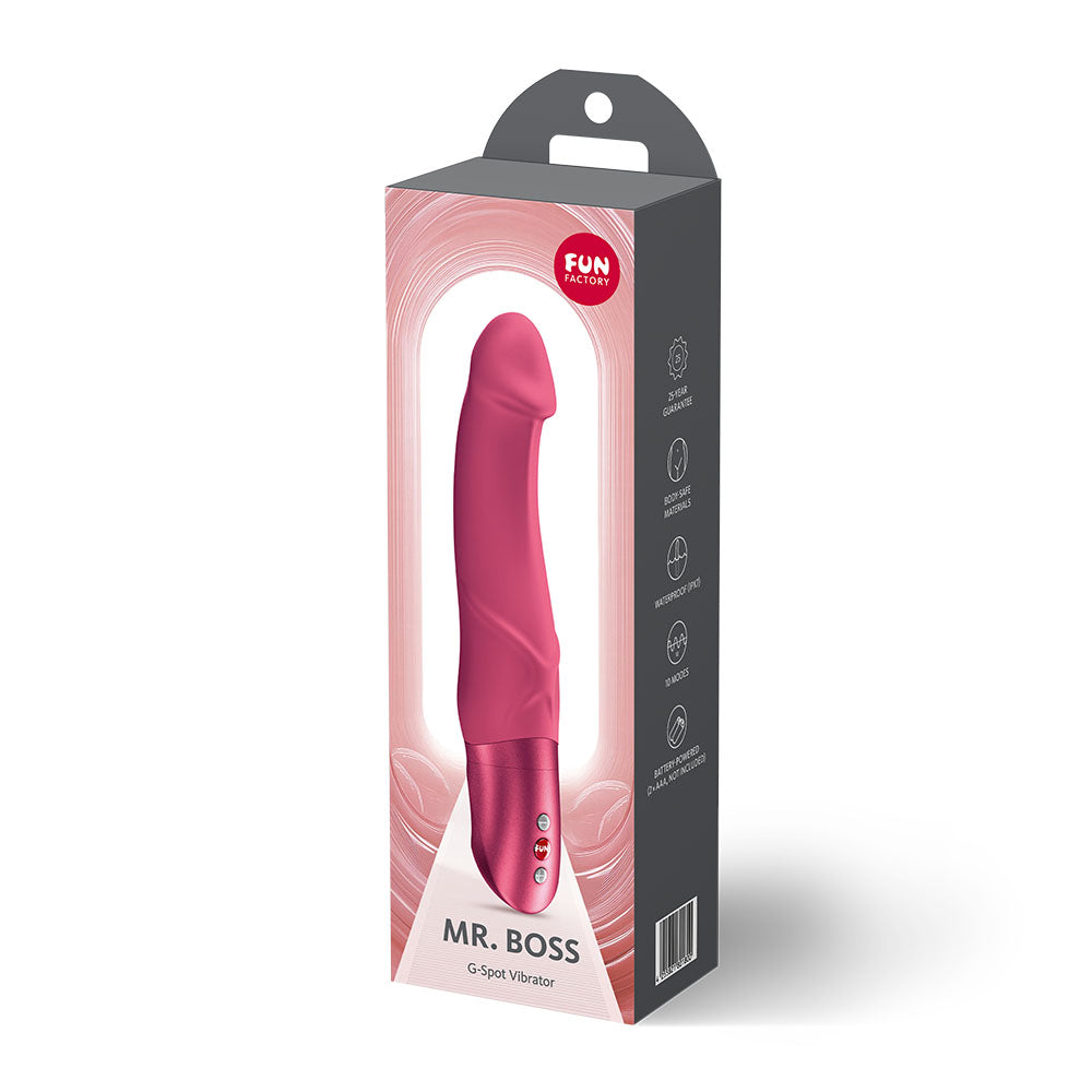 Fun Factory Mr. Boss (Raspberry) – 21 cm Curved G-Spot Vibrator > Vibrators > Standard Vibrators - Tophatter Daily Deals