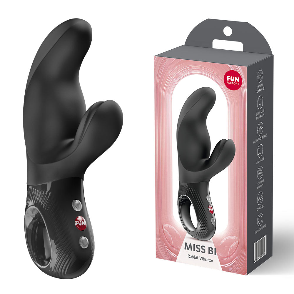 Miss Bi (Black) – Waterproof Dual Rabbit Vibrator > Vibrators > Ladies > Rabbit - Tophatter Daily Deals